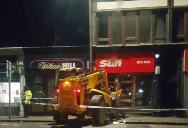 The digger rammed into newsagents on Gorgie Road