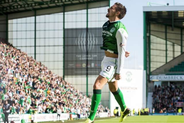 Jamie MacLaren has sent a farewell message to Hibs fans after his loan was terminated. Picture: SNS/Alan Harvey