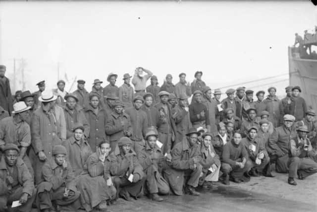 MA1RMC West Indians in Britain during the Second World War Men from British Honduras, who volunteered for service in British forestry units, pictured after arriving by ship at Greenock, Scotland.