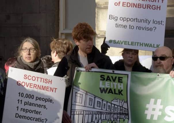 Save Leith Walk demonstrators appeared outside Edinburgh City Chambers ahead of the council planning meeting in January. Pic: Lisa Ferguson