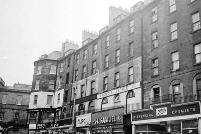 Leith Street and its upper terrace boasted an array of different shops including John Collier men's tailors; Timpson shoe repairs and key cutting; H. Samuel jewellers and Boots the chemist.
