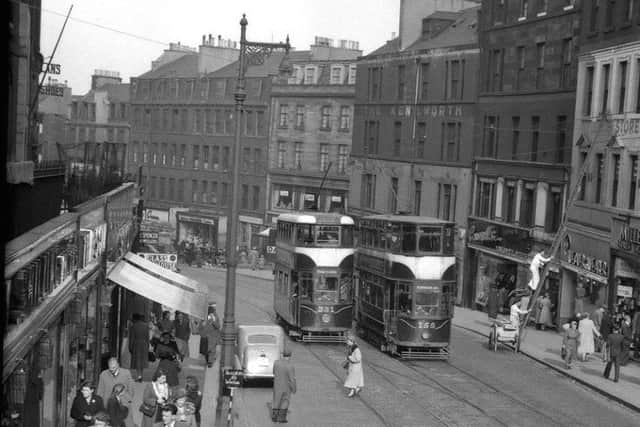This charming 1950s view of Leith Street shows that trams once came up here.