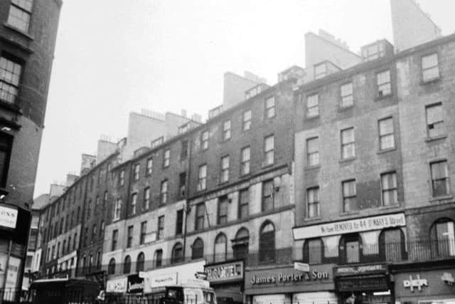 The Leith Street tenements as viewed from Calton Road.