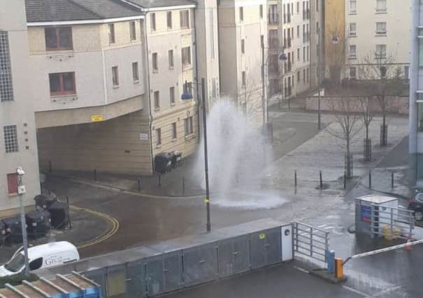 The water burst in Riego Street. Pic: Scott Macdonald