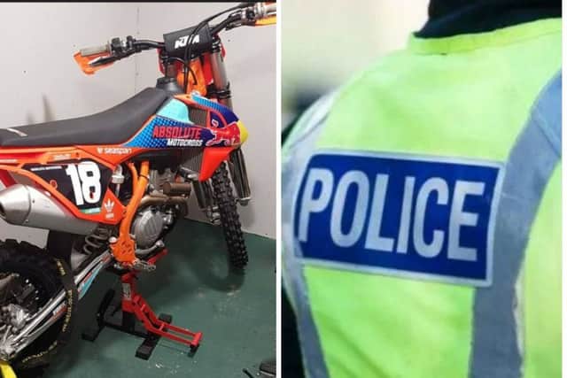 Police are appealing following the theft of an off-road motrorcycle