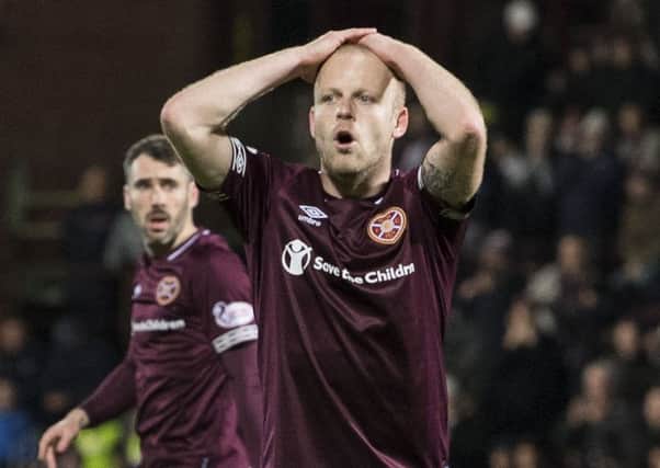 Hearts striker Steven Naismith had an early effort ruled out for offside