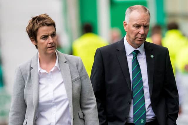 Hibs chief executive Leeann Dempster and director of football George Craig. Picture: SNS