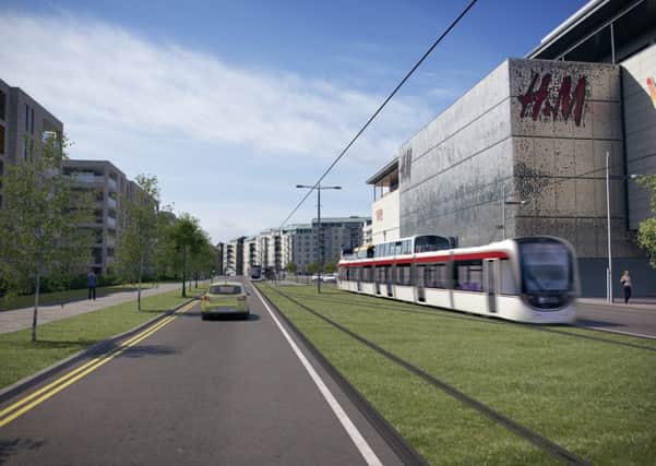 What the tram might look like passing 
Ocean Terminal.

Pic: Edinburgh Council