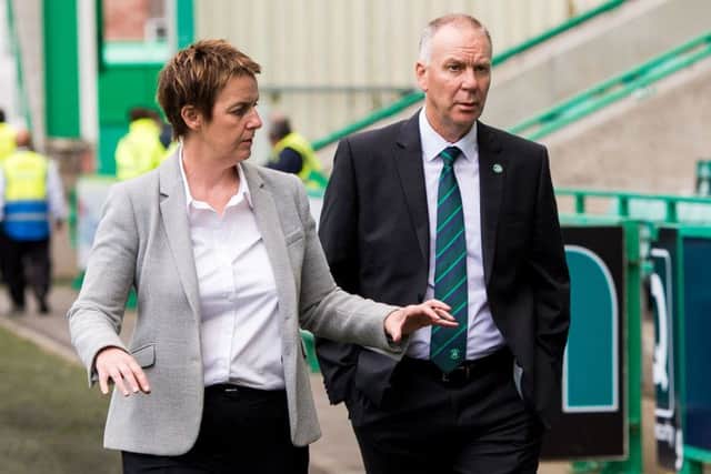 Hibernian Chief Executive Leeann Dempster and the club's head of football operations George Craig. Picture: SNS/Ross Parker