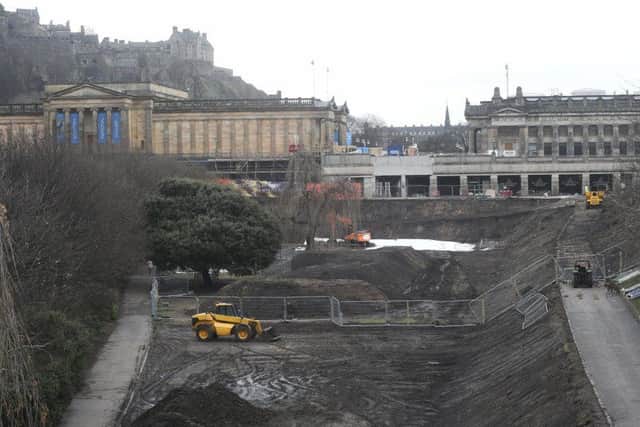 Princes Street Gardens East, where the development of the National Galleries is taking place. Pic: Greg Macvean