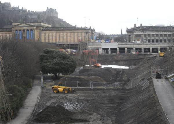 Princes Street Gardens East, where the development of the National Galleries is taking place. Pic: Greg Macvean
