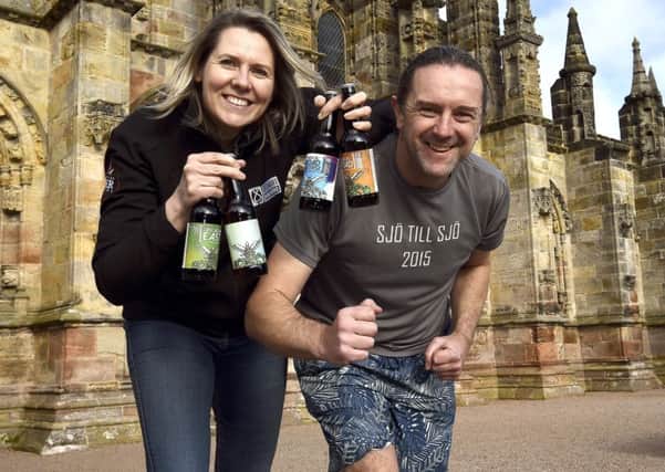 Pic Lisa Ferguson 18/02/2019

Jo Stewart Co-Owner Stewart Brewing and Paul McGreal MD of Durty Events
Stewart Brewing have launched a charity trail  run in aid of Bright Sparks
, the run is from the chapel to their Loanhead HQ