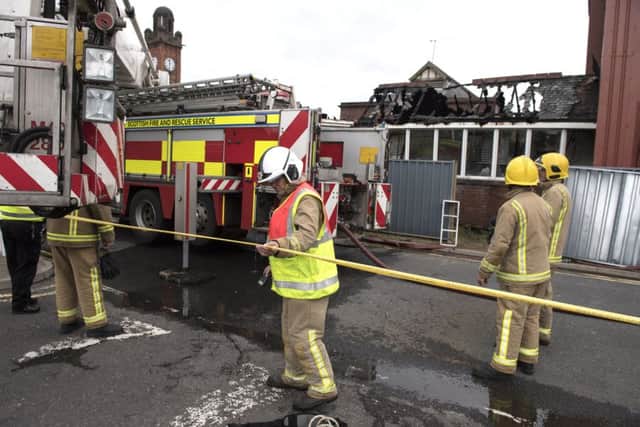 Firefighters at Stobhill Hospital, Glasgow. Pic: John Devlin
