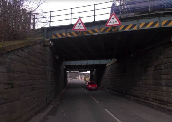 Numerous trains have been cancelled after a lorry struck a railway bridge. Pic: Google Maps