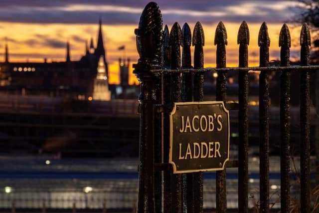 February 2019. Jacob's Ladder reopens after refurbishment by Edinburgh World Heritage. The steps join Edinburgh's Old and New Towns by connecting Regent Road and Calton Road. Picture: Tom Duffin