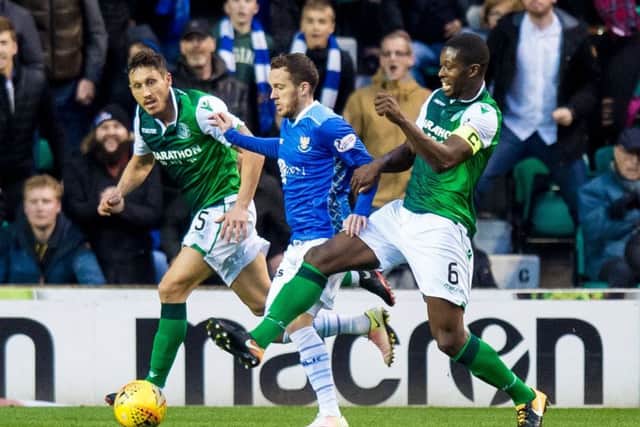 Danny Swanson is closely shadowed by Mark Milligan (left) and Marvin Bartley during a previous encounter. Picture: SNS Group