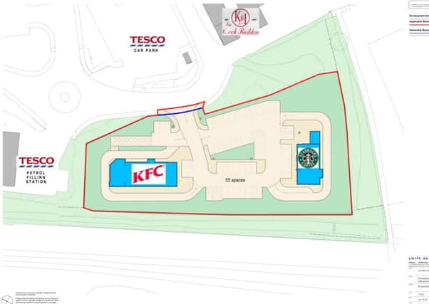 How Starbucks and KFC would fit into the Hardengreen site.