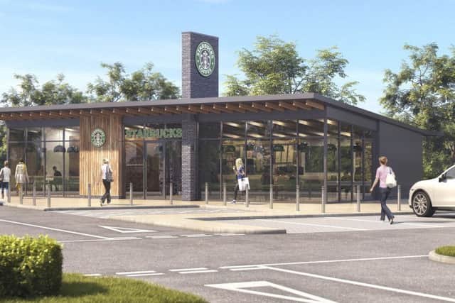 An artist's impression of the planned Starbucks at Hardengreen, Dalkeith.