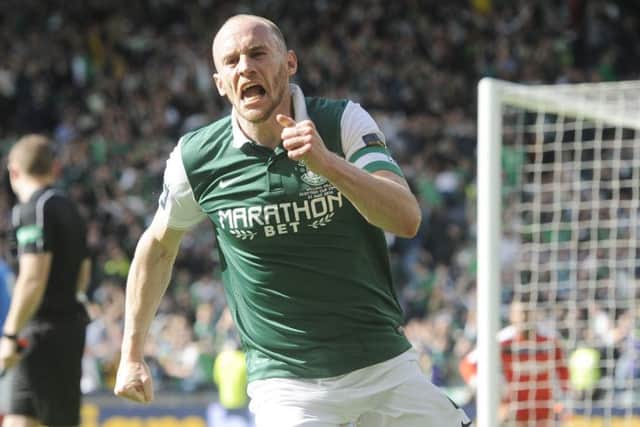 David Gray celebrates his added-on time 2016 Cup final winner against Rangers