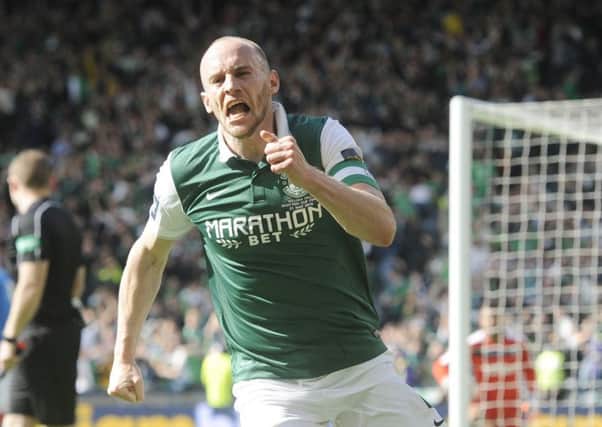 David Gray celebrates his added-on time 2016 Cup final winner against Rangers
