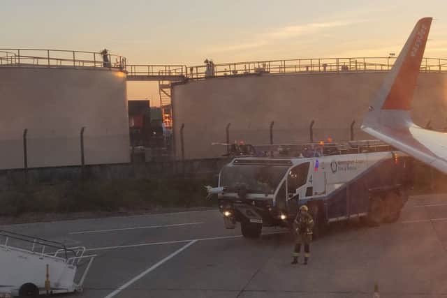 Emergency crews met the aircraft on the ground. Pic: contributed