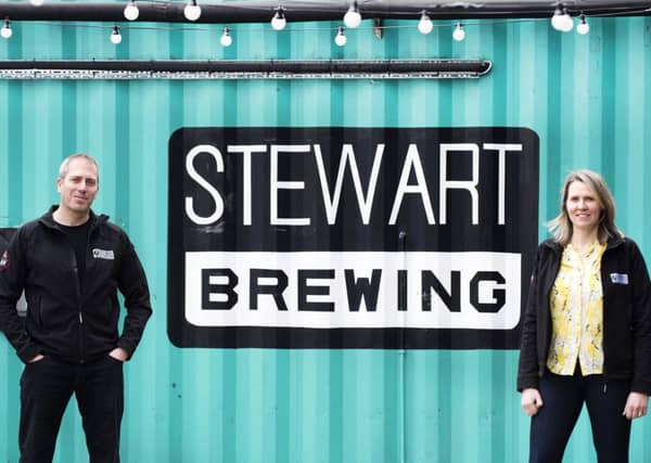 New four pack of craft beer from Edinburgh brewery Stewart's has been launched at Lidl.
Steve and Jo Stewart the owners of Stewart's brewing.
Pic by Julie Howden.