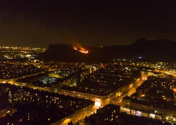 The view of the fire in the Salisbury Crags area of Arthur's Seat. Pic: Andy Holbrook