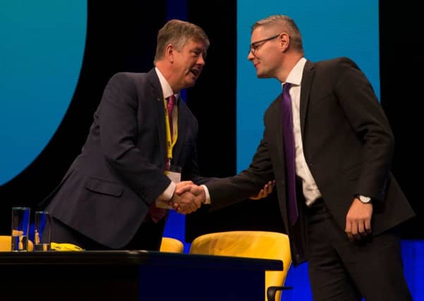Keith Brown and Derek Mackay. Photo by Andrew MacColl/REX/Shutterstock