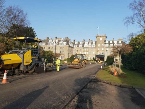 Gleneagles Hotel's front drive being resurfaced with the plastic mix. Picture: Sarah Louise Lakin