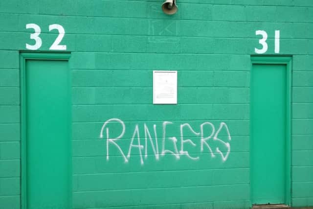 Rangers graffiti appeared at Easter Road. Picture: Contributed