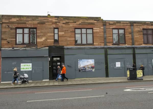 Retail units at Stead's Place have been boarded up as Drum gets the building ready for redevelopment.