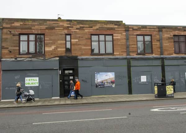Retail units at Stead's Place have been boarded up as Drum gets the building ready for redevelopment.