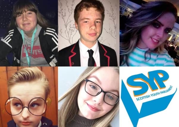 Midlothian's Scottish Youth Parliament candidates. Top row (left to right) Mellisa Reidie, Blaine Ferguson and Aimee Gorrie. Bottom row (left to right) Caitlin Chambers and Emma Murray.