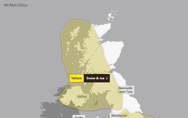 A yellow weather warning has been issued across much of Scotland. Picture: Met Office UK