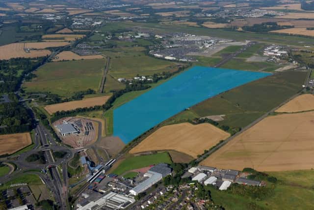 The area highlighted in blue shows the proposed site for the 'tech city'