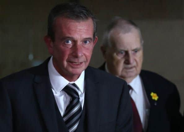 Helen Scott's brother Kevin Scott and father Morain Scott. Pic: David Cheskin/PA Wire