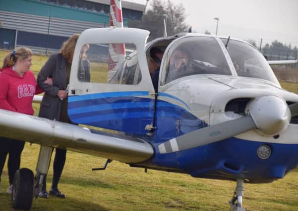Five blind and partially sighted youngsters from Lothian enjoy the thrill of flying: Pic credit:
Blake Neale