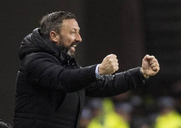 12/03/19 WILLIAM HILL SCOTTISH CUP QUARTER - FINAL REPLAY
RANGERS V ABERDEEN (0-2)
IBROX- GLASGOW
Aberdeen manager Derek McInnes celebrates as his side go 2-0 in front