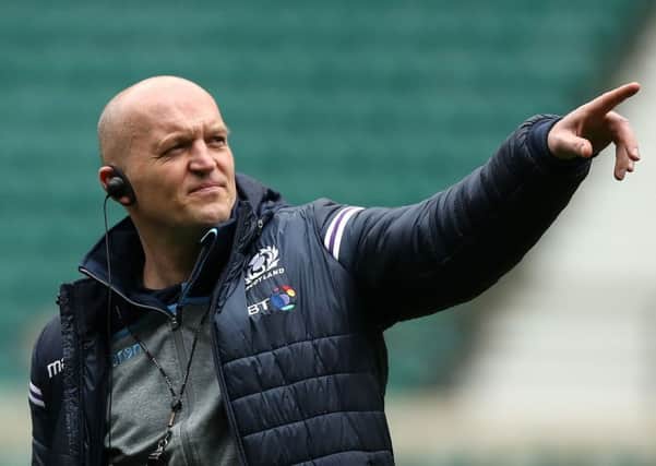Gregor Townsend issues instructions during the Scotland captains run at Twickenham