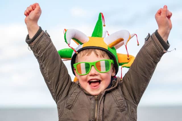 Five-year-old Tom Forrester celebrates St Patrick's Day at the Pageant on Portobello Promenade. Picture: Ian Georgeson