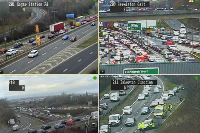 Queues on the bypass this evening. Pic: Traffic Scotland