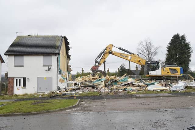 Demolition of homes in Newbyres Crescent, Gorebridge, pictured in March 2016. Photo by Greg Macvean.