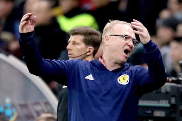 Scotland manager Alex McLeish shows his frustration in the Astana Arena. Picture: Adam Davy/PA Wire