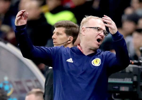 Scotland manager Alex McLeish shows his frustration in the Astana Arena. Picture: Adam Davy/PA Wire