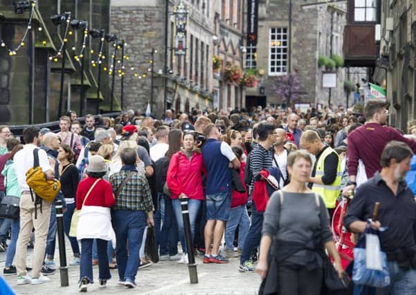 Tourists on the Royal Mile/High Street, Edinburgh during the 2017 Edinburgh International Festival.