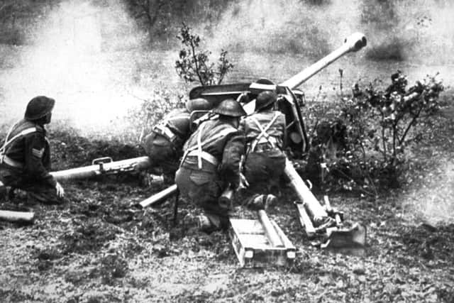 A New Zealand anti-tank gun crew in action in the Battle of Monte Cassino, Italy.  (Photo by Keystone/Getty Images)