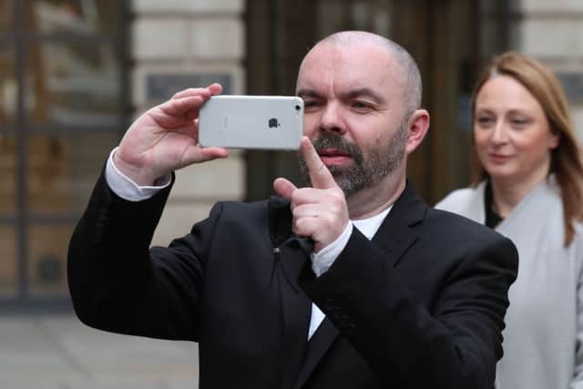 Pro-independence blogger Stuart Campbell from Wings Over Scotland leaves Edinburgh Sheriff Court where he is taking a defamation action against former Scottish Labour leader Kezia Dugdale. Pic: Andrew Milligan/PA Wire