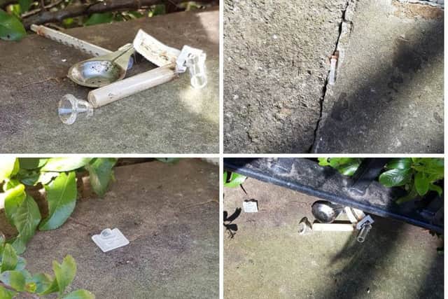The used needles and syringes were found this morning close to a nursery. Pic: contributed.
