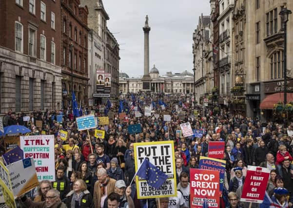 Protesters take part in the Put It To The People March on Whitehall in London. Picture: Getty