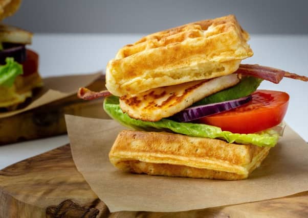 The legendary halloumi waffle BLT.